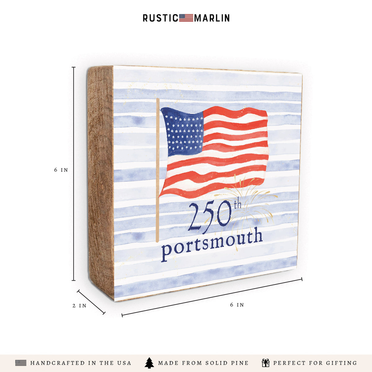 America 250 Flag Personalized Block Sign