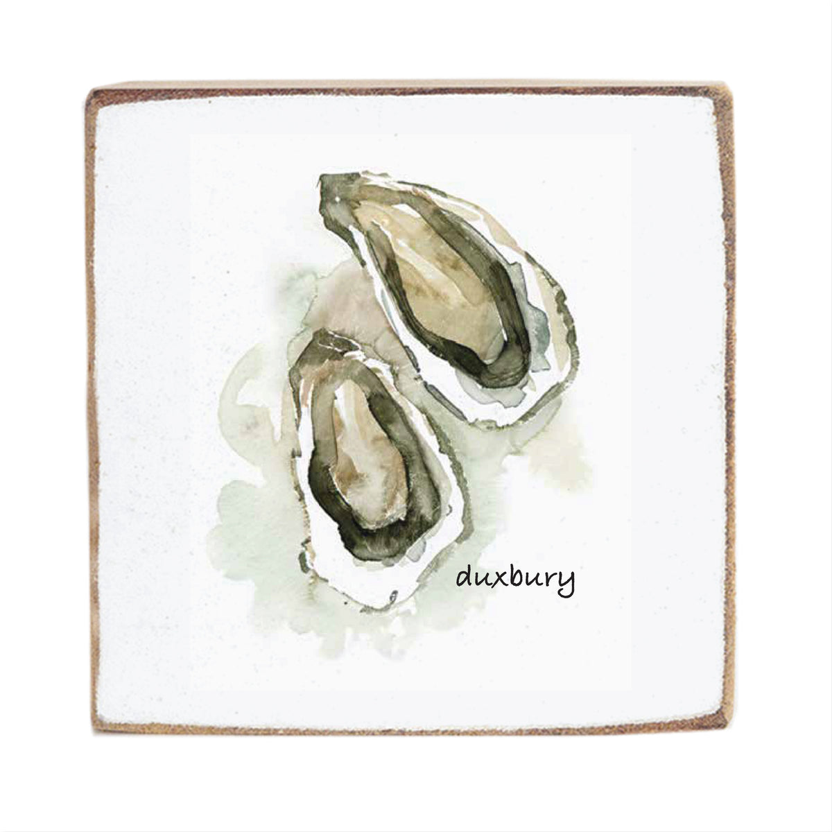Oysters Watercolor Personalized Square Block Sign