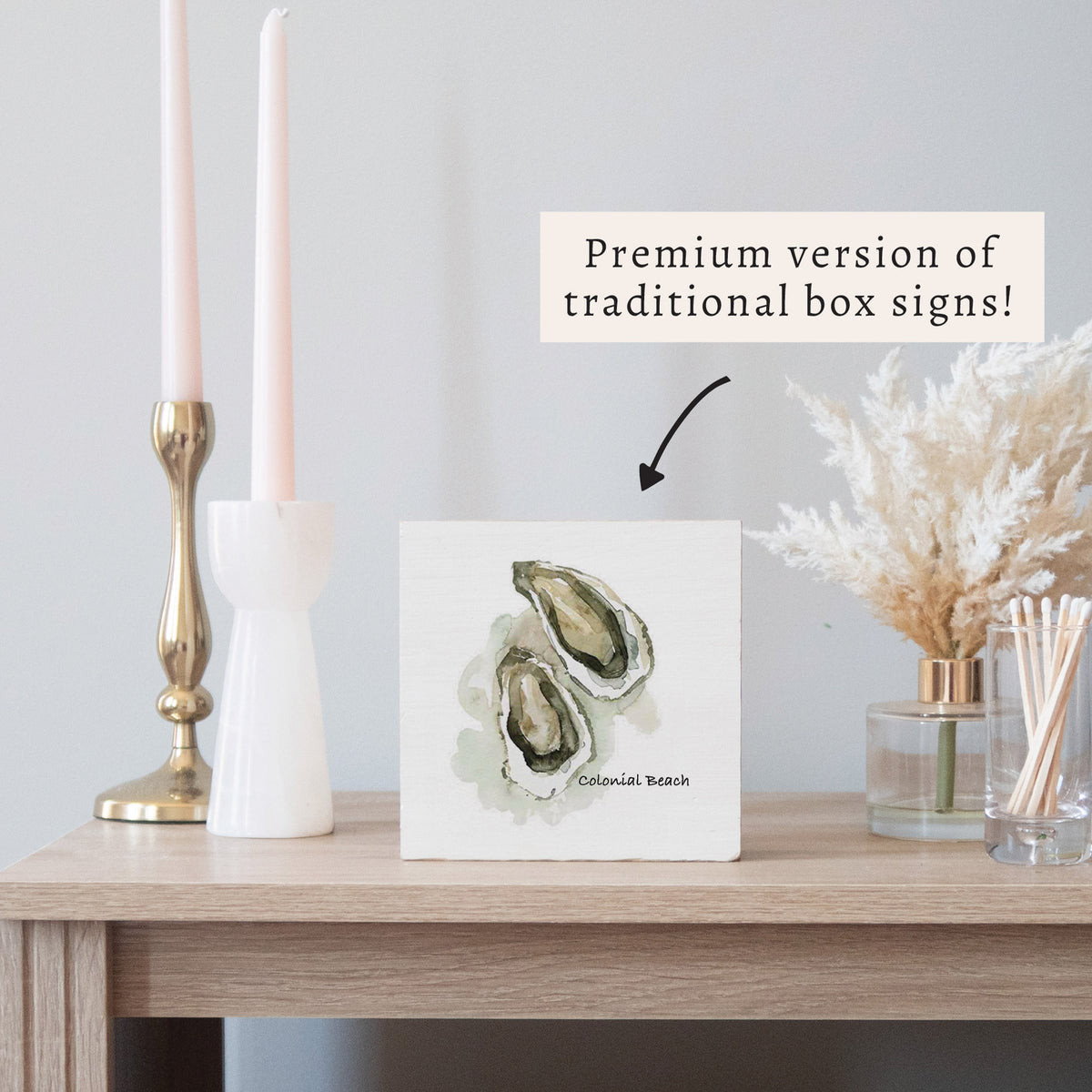 Watercolor Oysters Personalized Block Sign