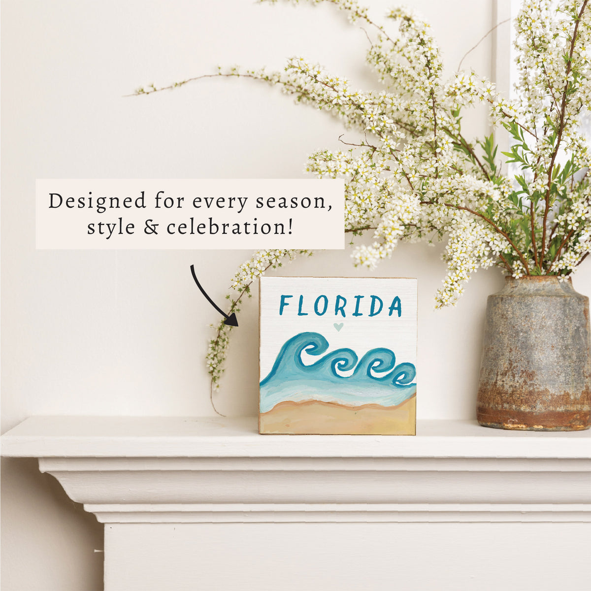 Beach Waves Personalized Block Sign