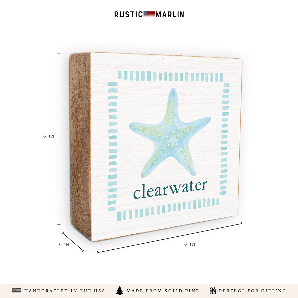 Seafoam Starfish Personalized Block Sign