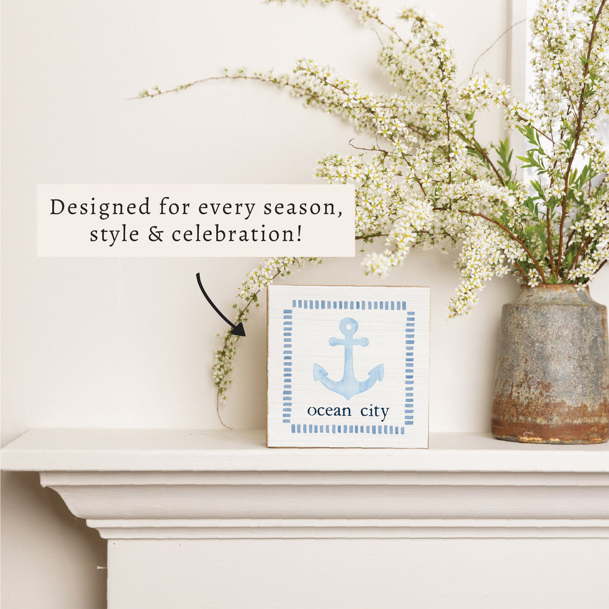 Blue Anchor Personalized Block Sign