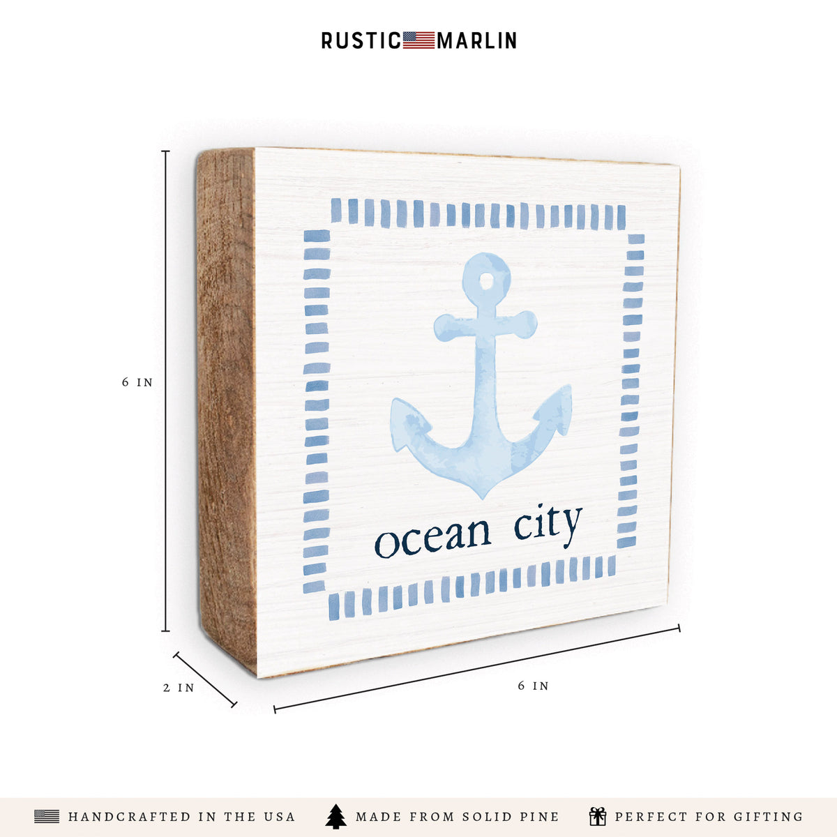 Blue Anchor Personalized Block Sign