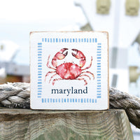 Stitched Crab Personalized Block Sign