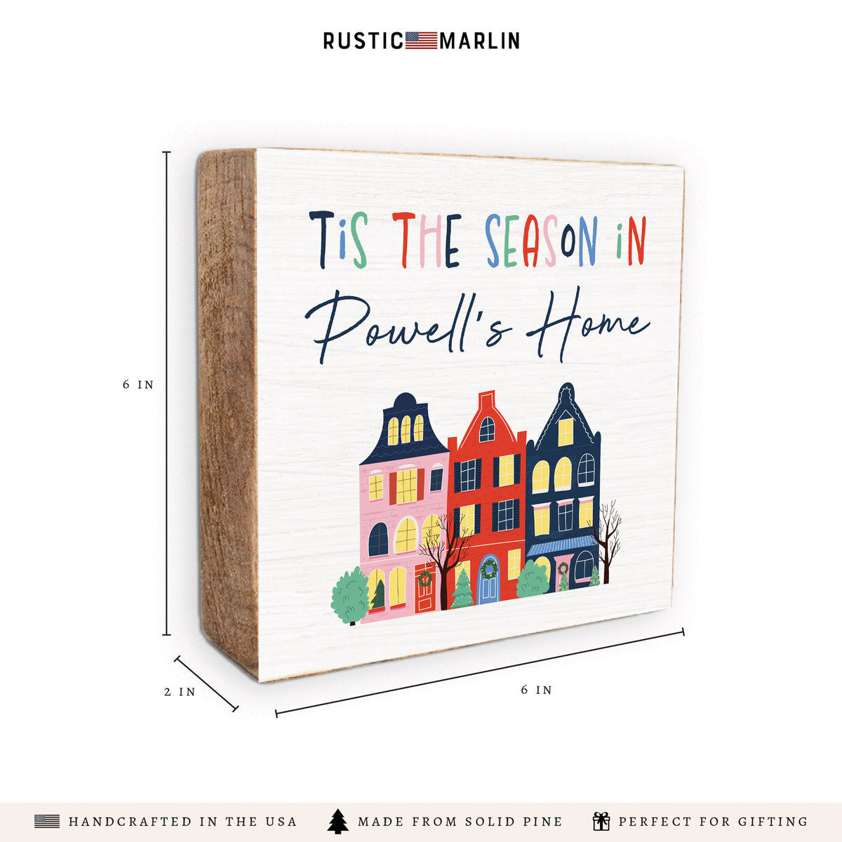 Tis The Season Personalized Block Sign