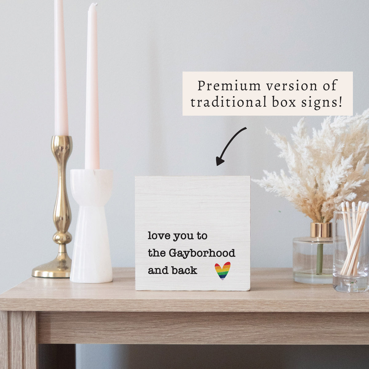 Love You To Rainbow Heart Personalized Block Sign