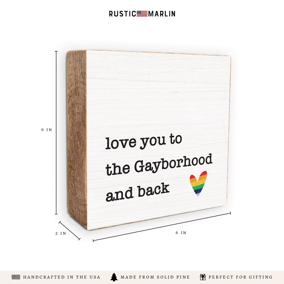 Love You To Rainbow Heart Personalized Block Sign