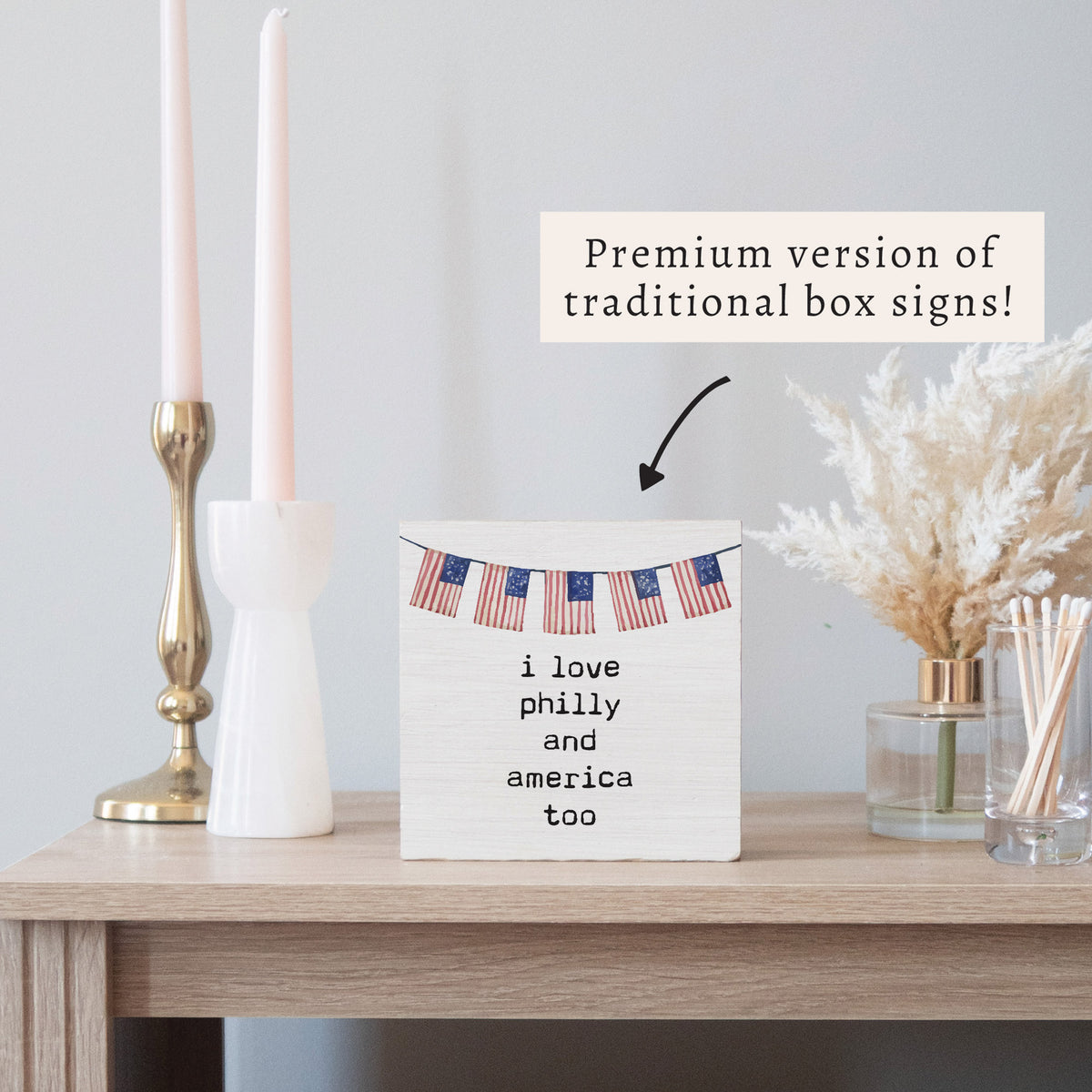 I Love America Too Personalized Block Sign