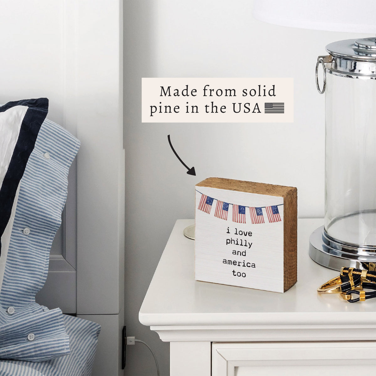 I Love America Too Personalized Block Sign