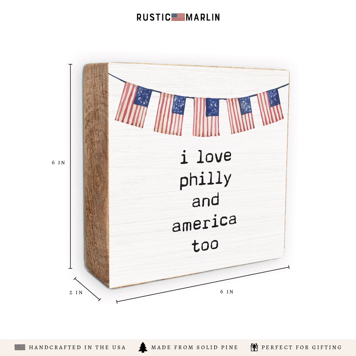 I Love America Too Personalized Block Sign