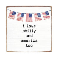 I Love America Too Personalized Square Block Sign