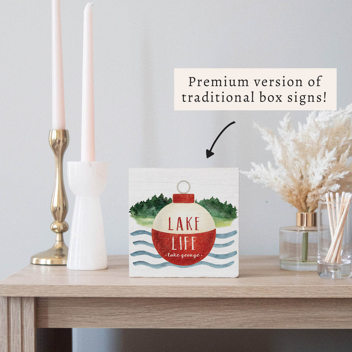 Lake Life Buoy Personalized Block Sign