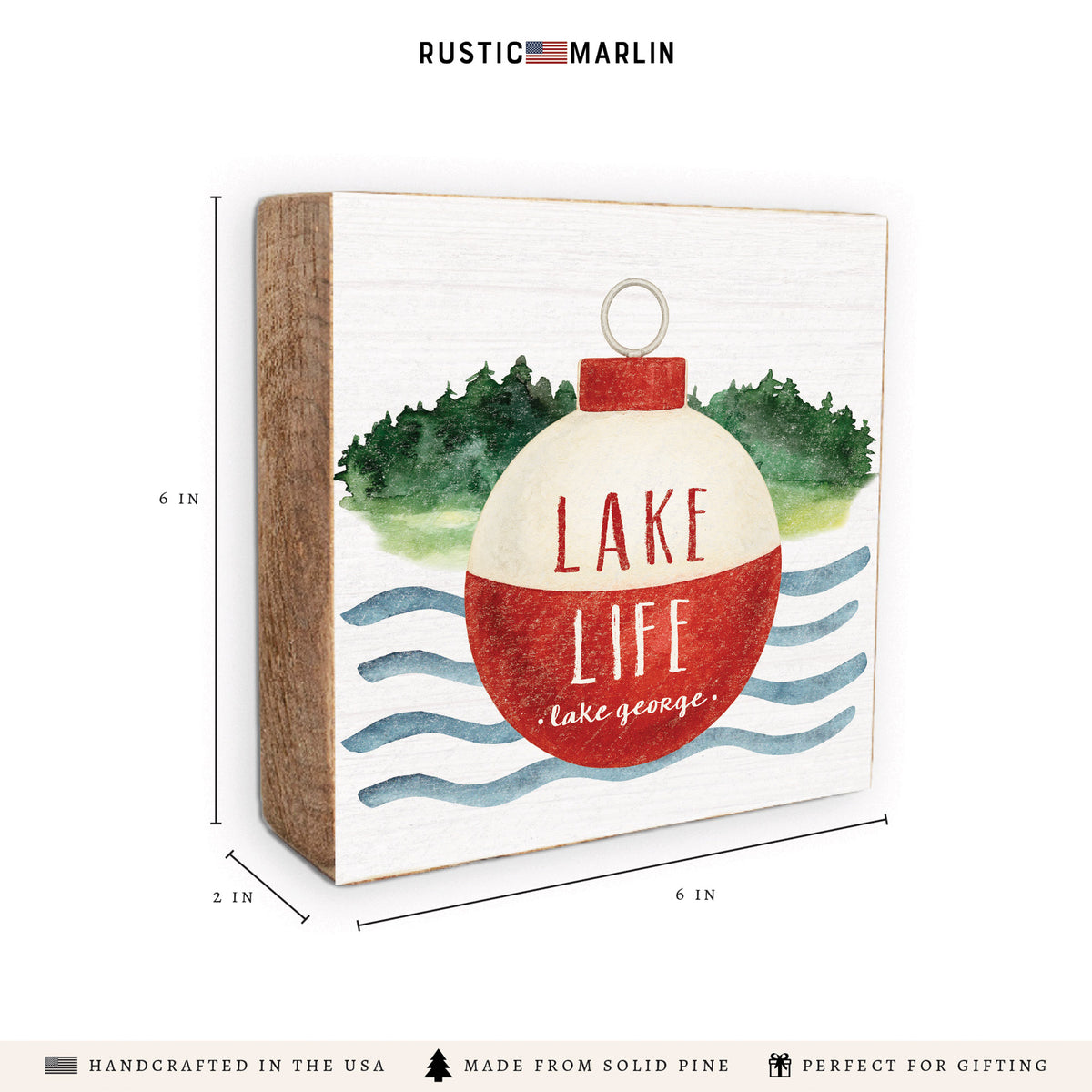 Lake Life Buoy Personalized Block Sign