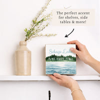 The Lake Is My Happy Place Personalized Block Sign