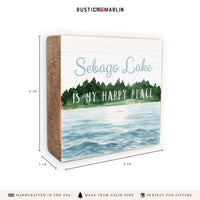 The Lake Is My Happy Place Personalized Block Sign
