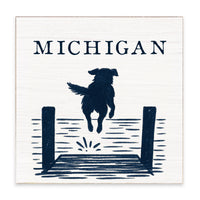 Lake Dog Jumping Personalized Block Sign
