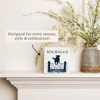 Lake Dog Jumping Personalized Block Sign