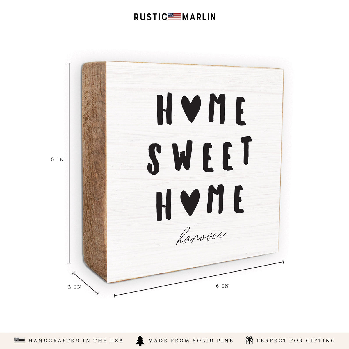 Home Sweet Home Hearts Personalized Block Sign