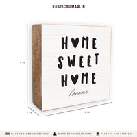 Home Sweet Home Hearts Personalized Block Sign