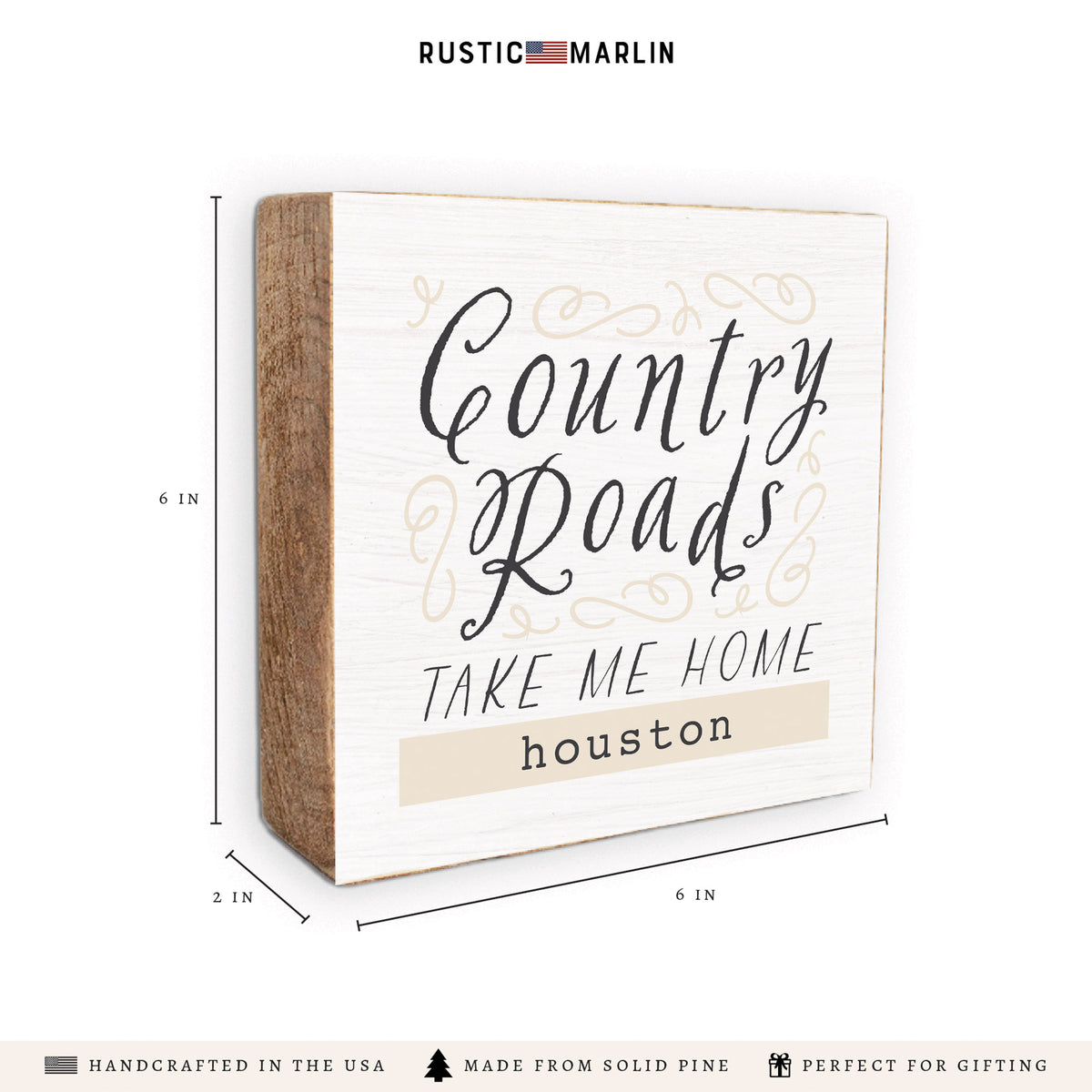 Country Roads Take Me Home Personalized Block Sign