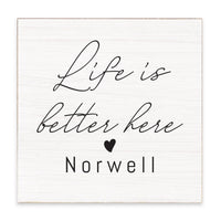 Life Is Better Here Heart Personalized Block Sign