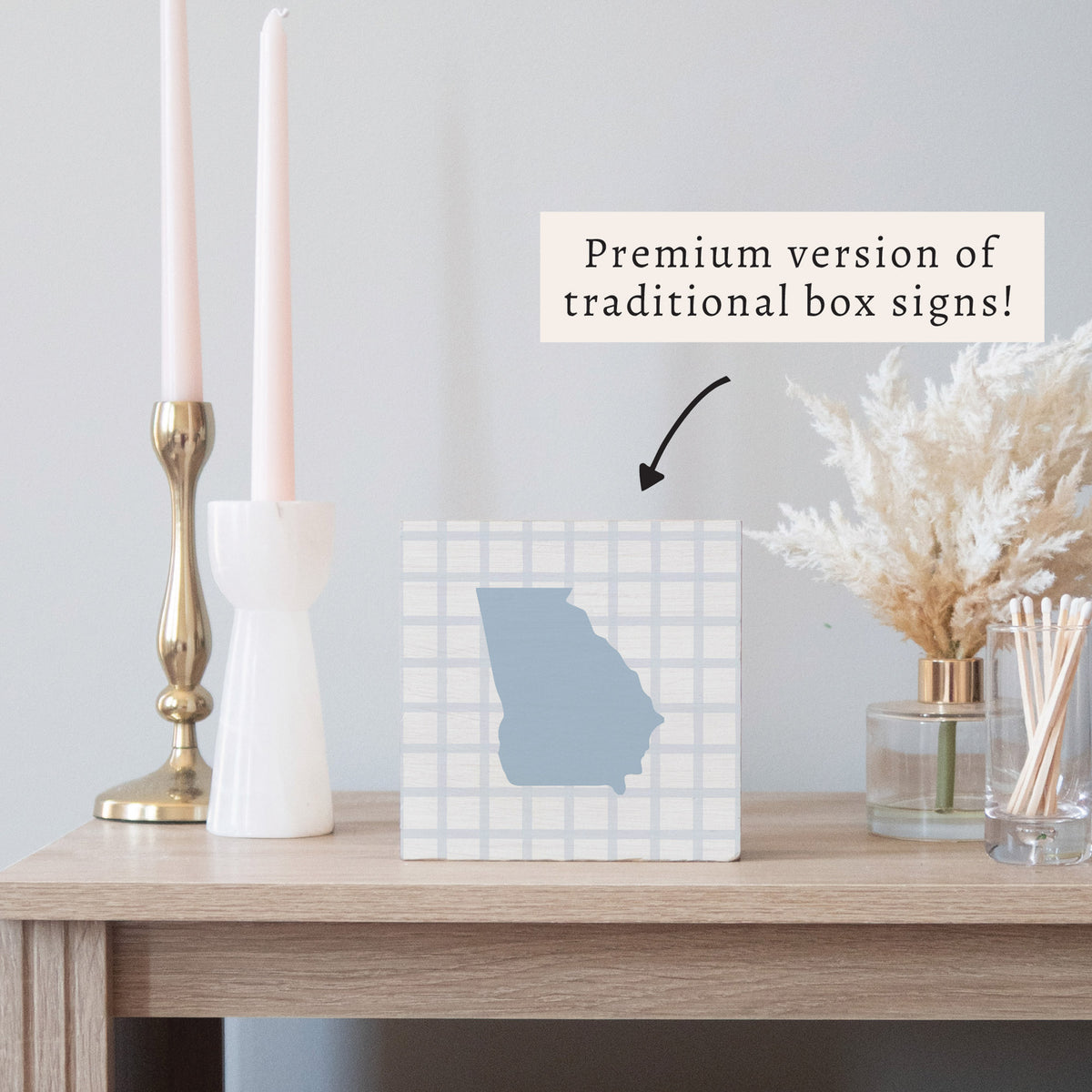 State Gingham Personalized Block Sign