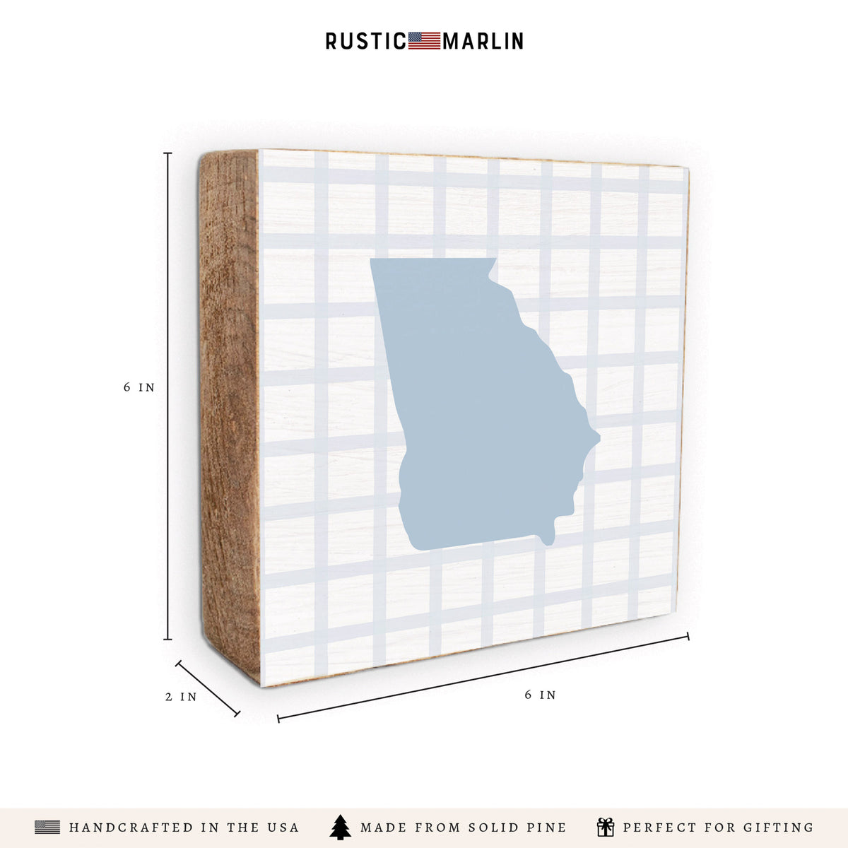 State Gingham Personalized Block Sign