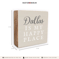 Happy Place Neutral Personalized Block Sign
