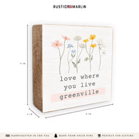 Love Where You Live Floral Personalized Block Sign