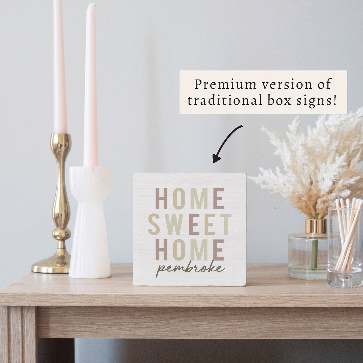 Home Sweet Home Neutral Personalized Block Sign