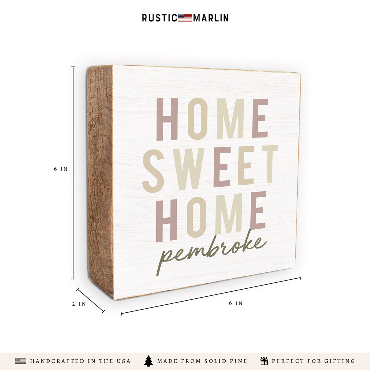 Home Sweet Home Neutral Personalized Block Sign