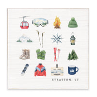 Ski Icons Personalized Block Sign