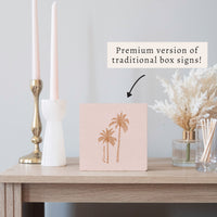 Pink Palm Trees Personalized Block Sign