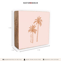 Pink Palm Trees Personalized Block Sign