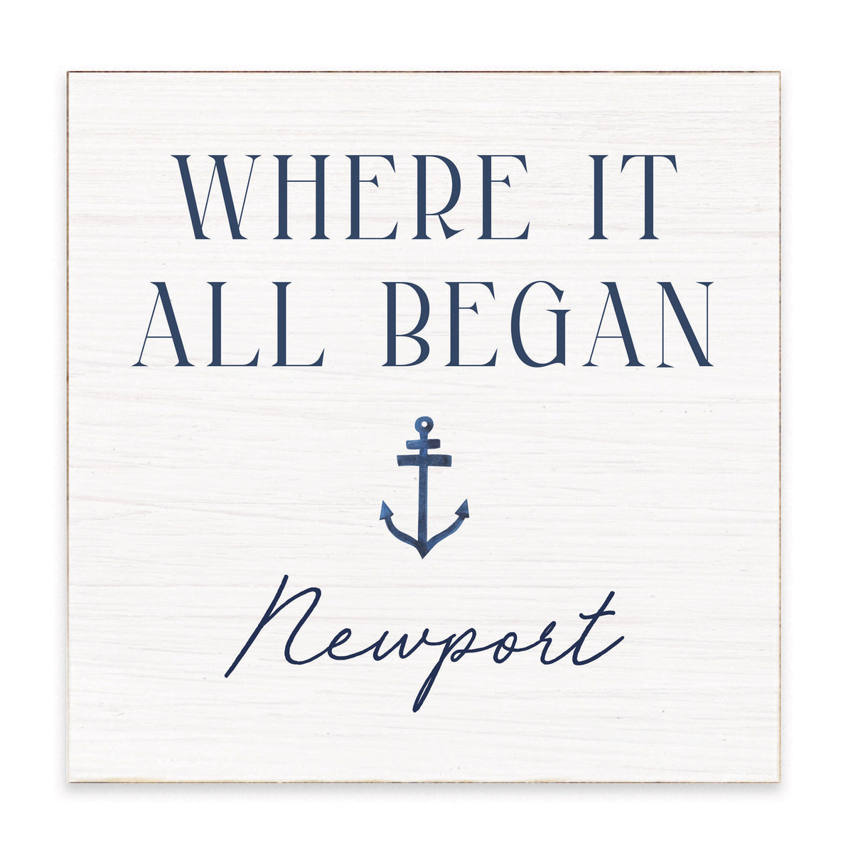 Where It All Began Anchor White/Navy Personalized Block Sign