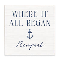 Where It All Began Anchor White/Navy Personalized Block Sign