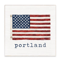 American Vintage Flag  Personalized Block Sign