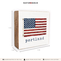 American Vintage Flag  Personalized Block Sign