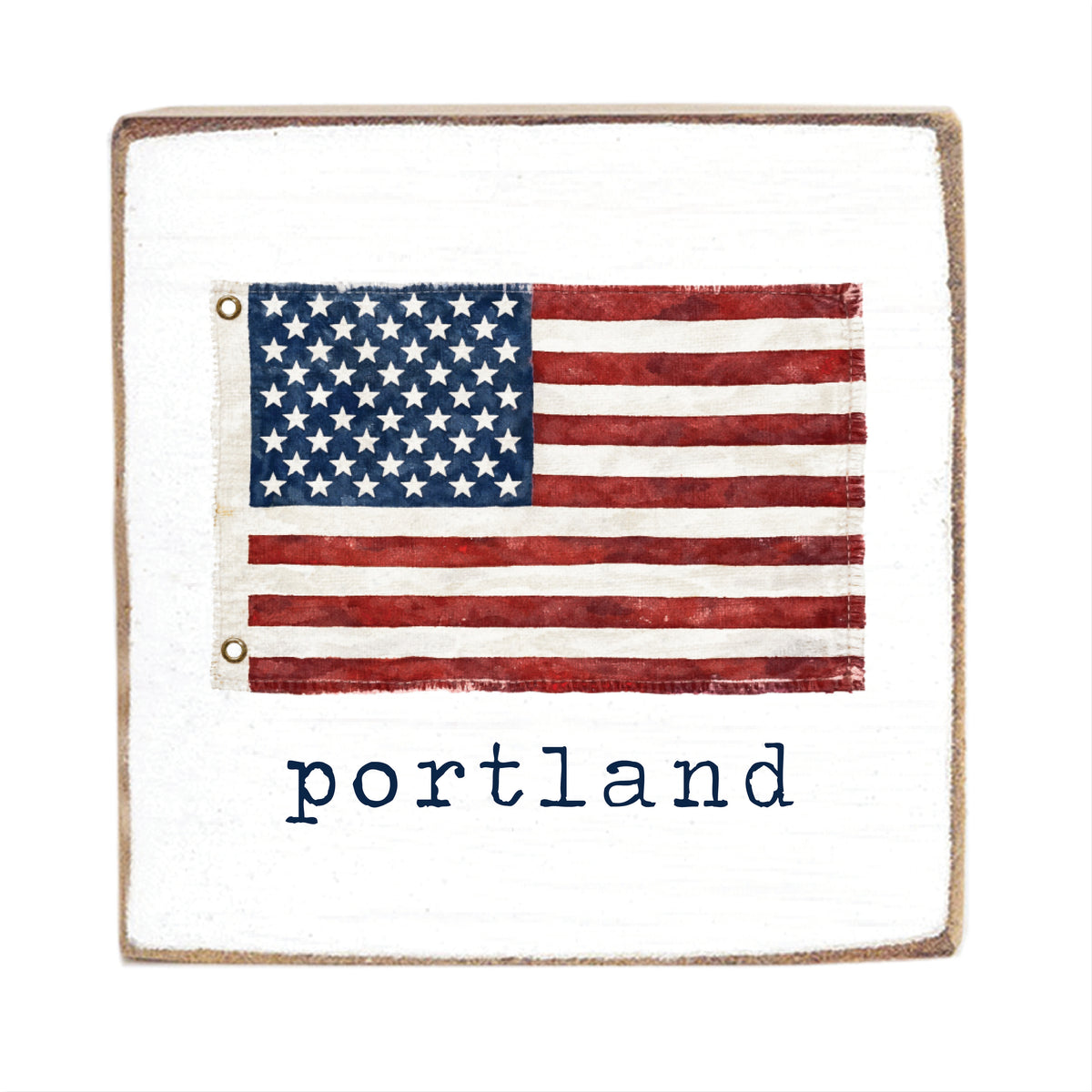 American Vintage Flag  Personalized Block Sign