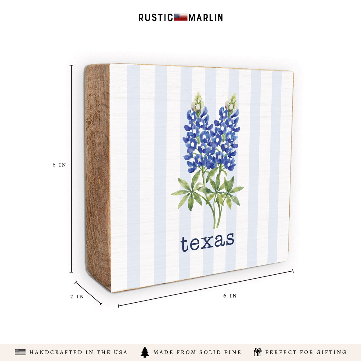 Texas Bluebonnet Personalized Block Sign