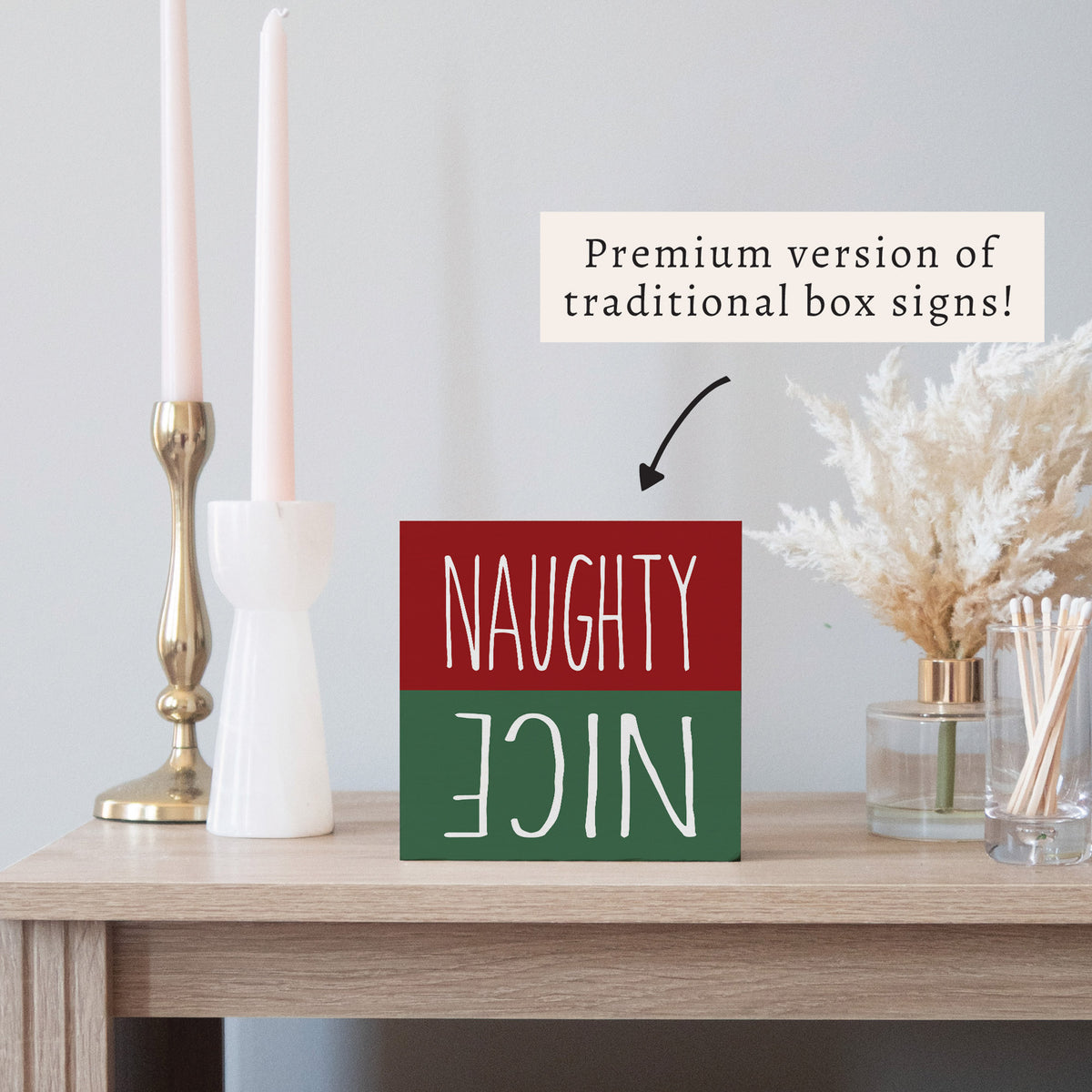 Naughty Nice Block Sign