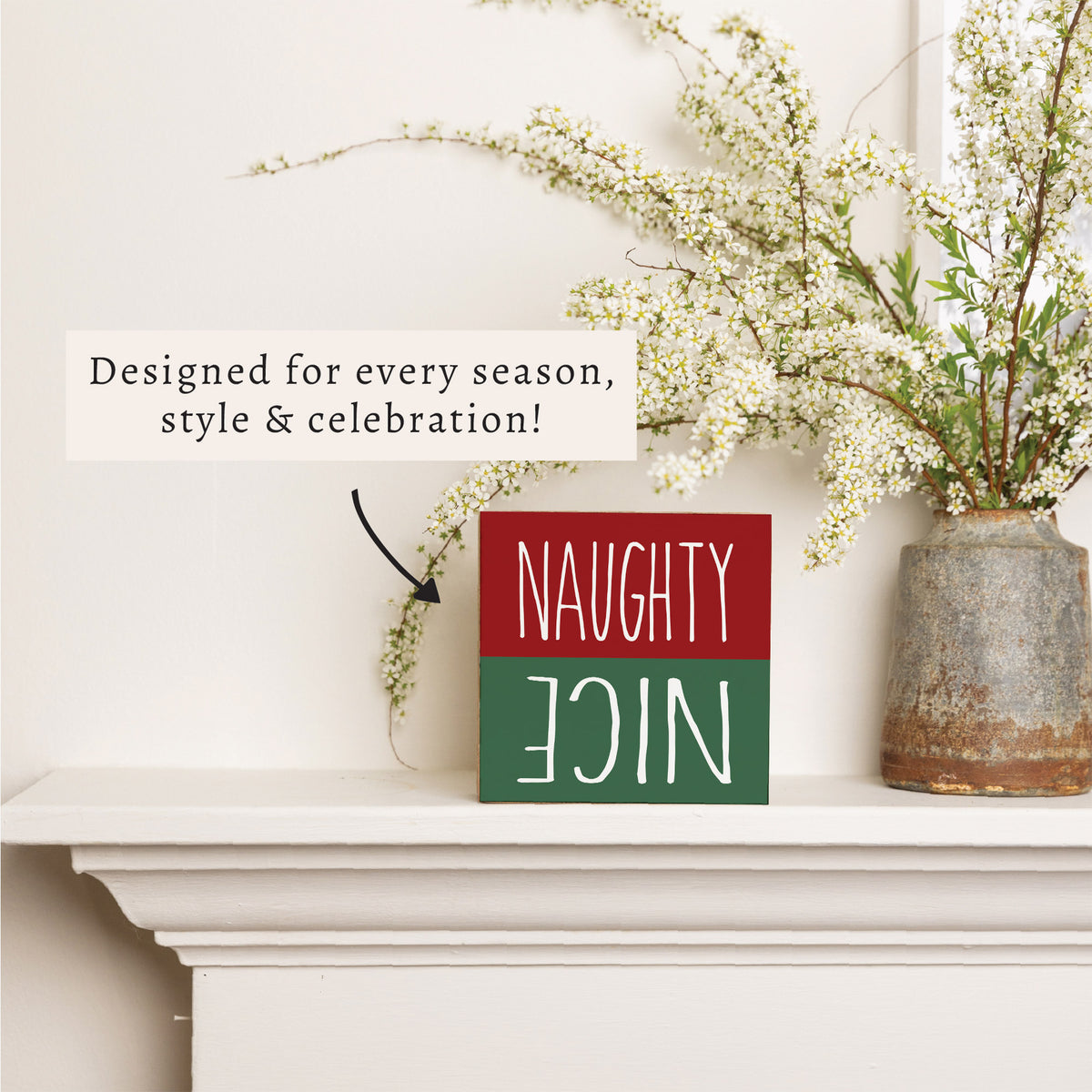 Naughty Nice Block Sign
