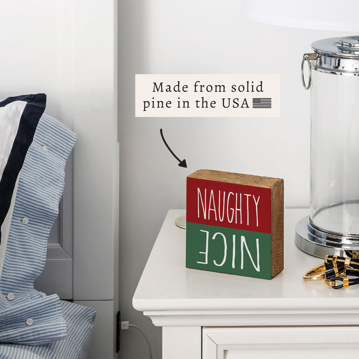 Naughty Nice Block Sign