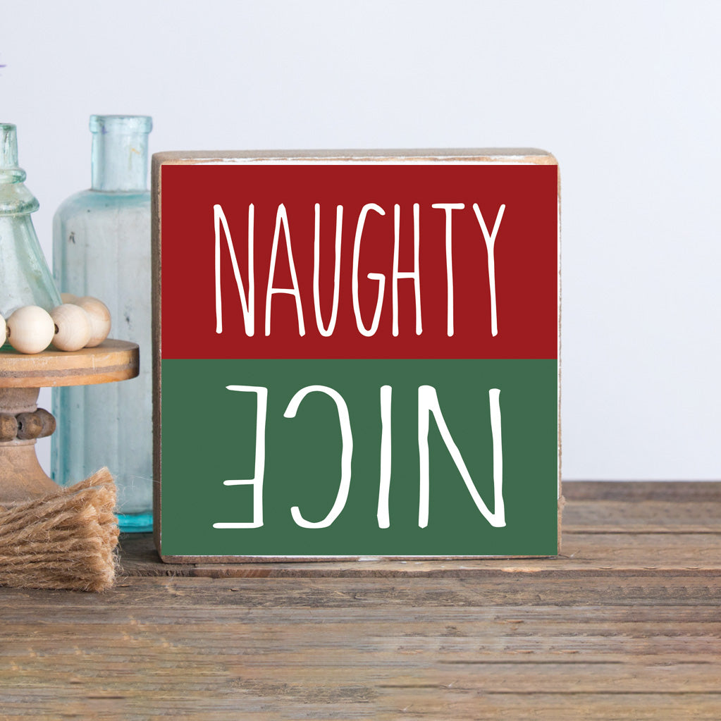 Naughty/Nice Decorative Wooden Block