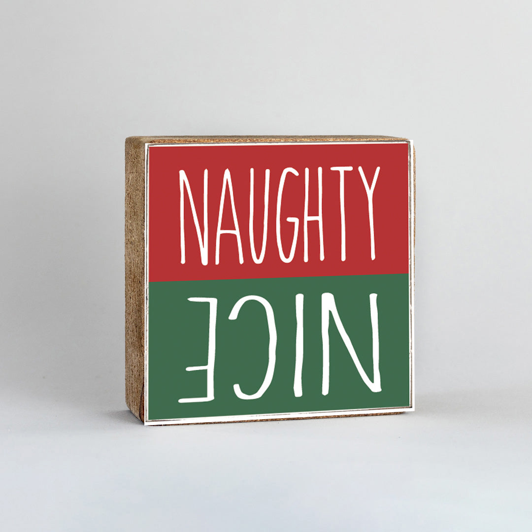 Naughty Nice Wood Block