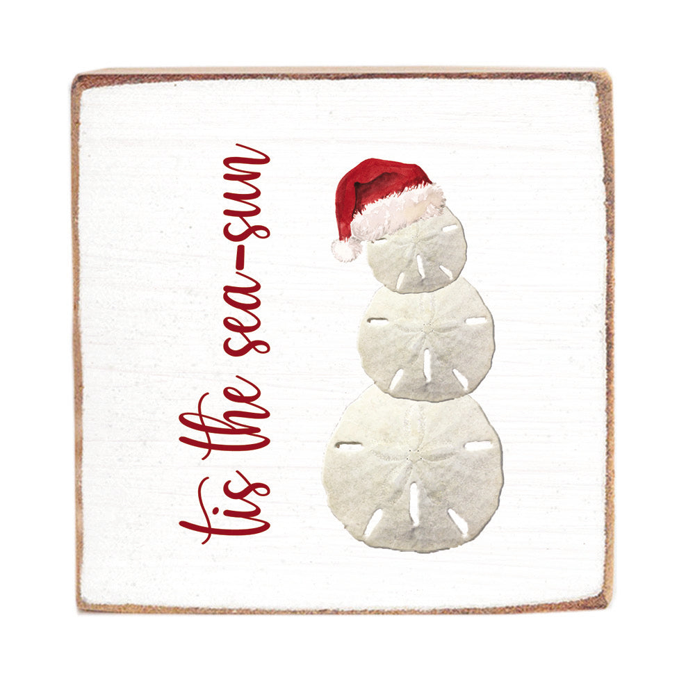 Sand Dollar Snowman Wood Block