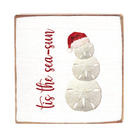 Sand Dollar Snowman Wood Block