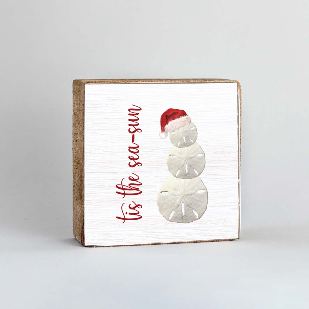 Sand Dollar Snowman Wood Block