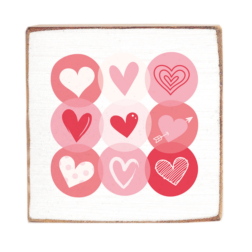 Bubble Hearts Decorative Wooden Block