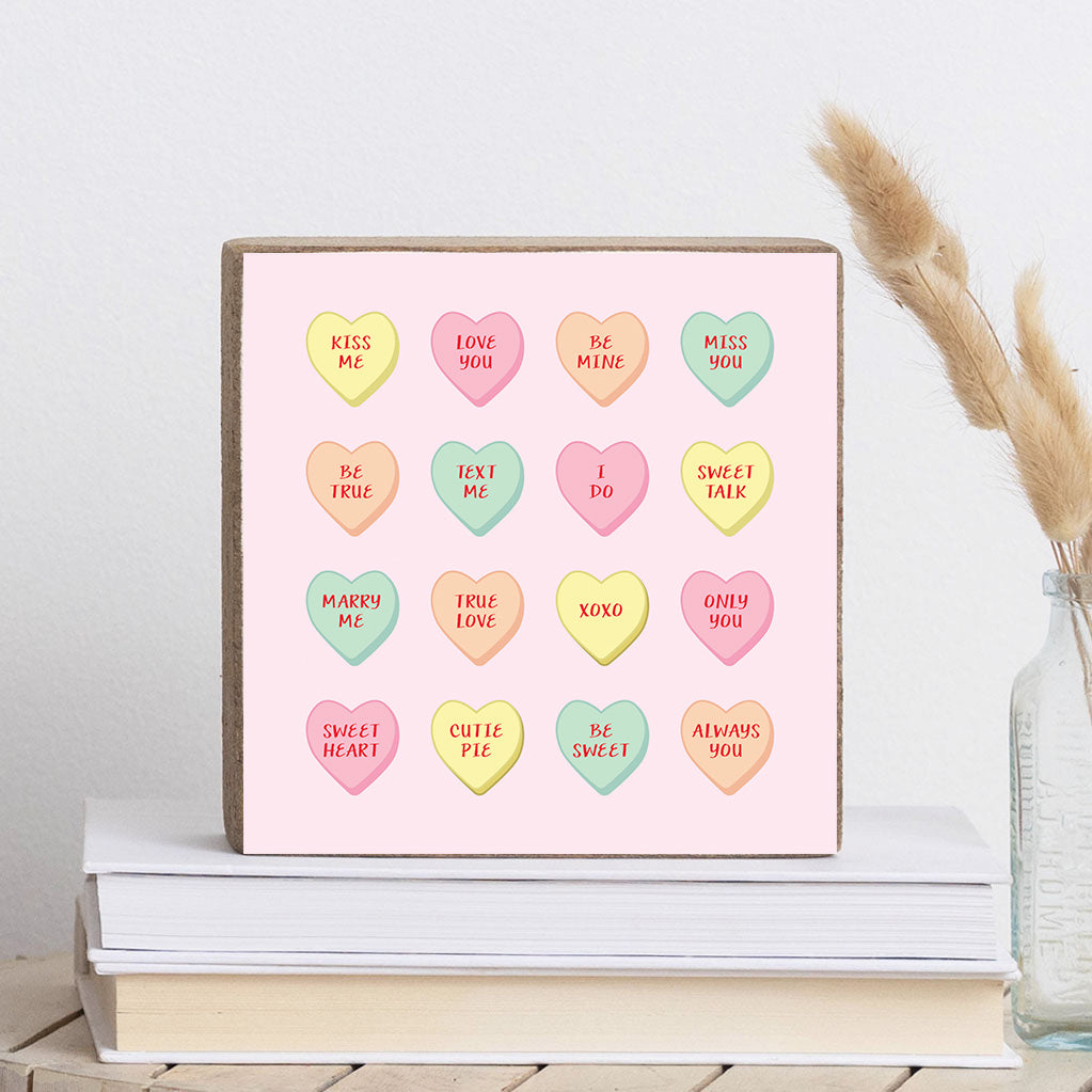 Conversation Hearts Wood Block